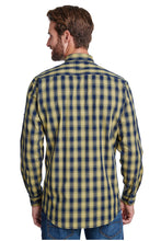 Load image into Gallery viewer, Artisan Collection by Reprime Men&#39;s Mulligan Check Long Sleeve Cotton Shirt (Camel / Navy)