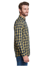 Load image into Gallery viewer, Artisan Collection by Reprime Men&#39;s Mulligan Check Long Sleeve Cotton Shirt (Camel / Navy)