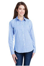 Load image into Gallery viewer, Artisan Collection by Reprime XS Women&#39;s Microcheck Long Sleeve Cotton Shirt (Light Blue / White)