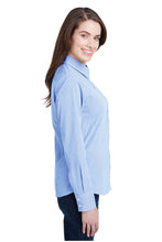 Load image into Gallery viewer, Artisan Collection by Reprime Women&#39;s Microcheck Long Sleeve Cotton Shirt (Light Blue / White)