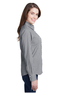 Artisan Collection by Reprime Women's Microcheck Long Sleeve Cotton Shirt (Black / White)