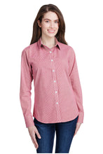 Load image into Gallery viewer, Artisan Collection by Reprime Red / White / XS Women&#39;s Microcheck Long Sleeve Cotton Shirt