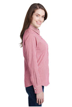 Load image into Gallery viewer, Artisan Collection by Reprime Women&#39;s Microcheck Long Sleeve Cotton Shirt (Red / White)