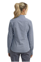 Load image into Gallery viewer, Artisan Collection by Reprime Women&#39;s Microcheck Long Sleeve Cotton Shirt (Navy / White)