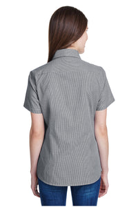 Artisan Collection by Reprime Women's Microcheck Short Sleeve Cotton Shirt (Black / White)