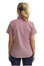 Load image into Gallery viewer, Artisan Collection by Reprime Women&#39;s Microcheck Short Sleeve Cotton Shirt (Red / White)