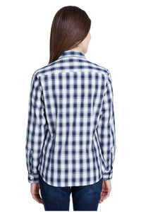 Artisan Collection by Reprime Women's Mulligan Check Long Sleeve Cotton Shirt (White / Navy)
