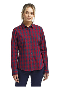 Artisan Collection by Reprime Red / Navy / XS Women's Mulligan Check Long Sleeve Cotton Shirt