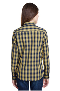 Artisan Collection by Reprime Women's Mulligan Check Long Sleeve Cotton Shirt (Camel / Navy)