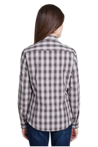 Artisan Collection by Reprime Women's Mulligan Check Long Sleeve Cotton Shirt (Steel / Black)