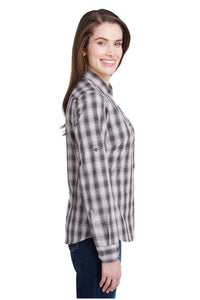 Artisan Collection by Reprime Women's Mulligan Check Long Sleeve Cotton Shirt (Steel / Black)