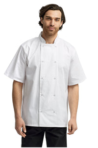 Artisan Collection by Reprime White / XS Chef's Short Sleeve Stud Coat