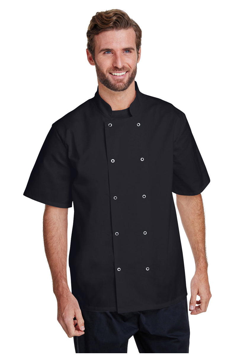 Artisan Collection by Reprime Black / XS Chef's Short Sleeve Stud Coat
