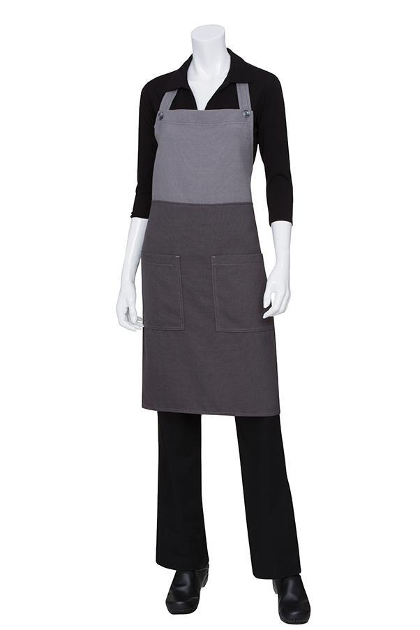 Chef Works Soho Frost & Grey Contrast Bib Apron