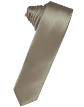 Load image into Gallery viewer, Cardi Self Tie Stone Luxury Satin Skinny Necktie