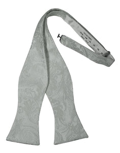 Cristoforo Cardi Self Tie Platinum Paisley Silk Bow Tie