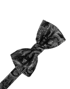Cristoforo Cardi Pre-Tied Silver Paisley Silk Bow Tie