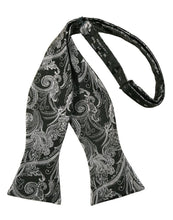 Load image into Gallery viewer, Cristoforo Cardi Self Tie Silver Paisley Silk Bow Tie