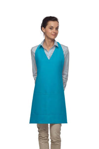 Cardi / DayStar Turquoise Deluxe V-Neck Adjustable Tuxedo Apron (2 Pockets)