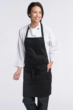 Load image into Gallery viewer, Uncommon Threads Black Bib Adjustable Apron (2 Patch Pocket)