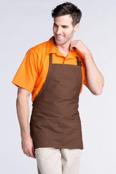 Uncommon Threads Brown Bib Adjustable Apron (3 Pockets)