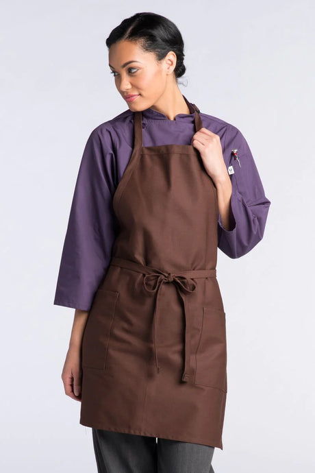 Uncommon Threads Brown Bib Adjustable Apron (2 Patch Pockets)