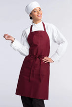 Load image into Gallery viewer, Uncommon Threads Burgundy Bib Apron (3 Patch Pocket)