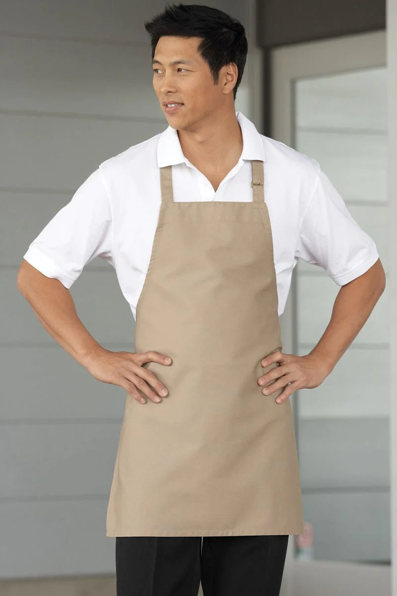 Khaki Bib Adjustable Apron (No Pockets) – UniformsInStock.com