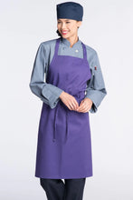 Load image into Gallery viewer, Uncommon Threads Purple Bib Apron (No Pockets)