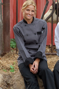 Uncommon Threads Slate With Black Trim Newport Chef Coat