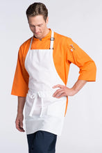Load image into Gallery viewer, Uncommon Threads White Bib Adjustable Apron (2 Patch Pocket)