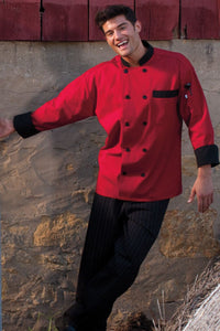 Uncommon Threads Red With Black Trim Newport Chef Coat