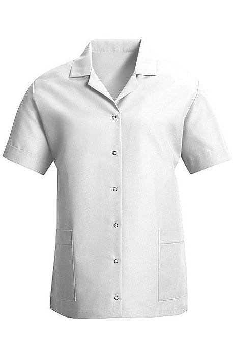 Red Kap White Women's Smock Loose Fit Short Sleeve Gripper Front